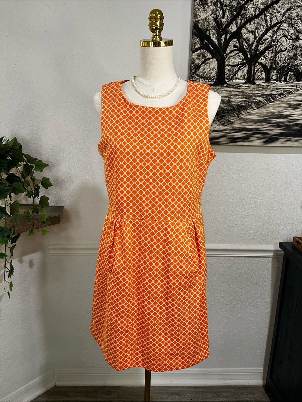 Tyler Boe Orange Sleeveless Geometric Mini Dress
